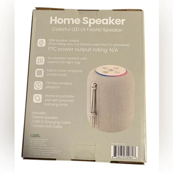 Gray LED Fabric Home Speaker - Picture 2 of 2